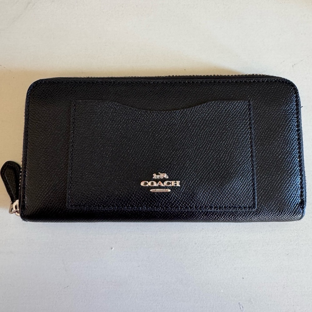 Coach Black Leather Accordion Wallet